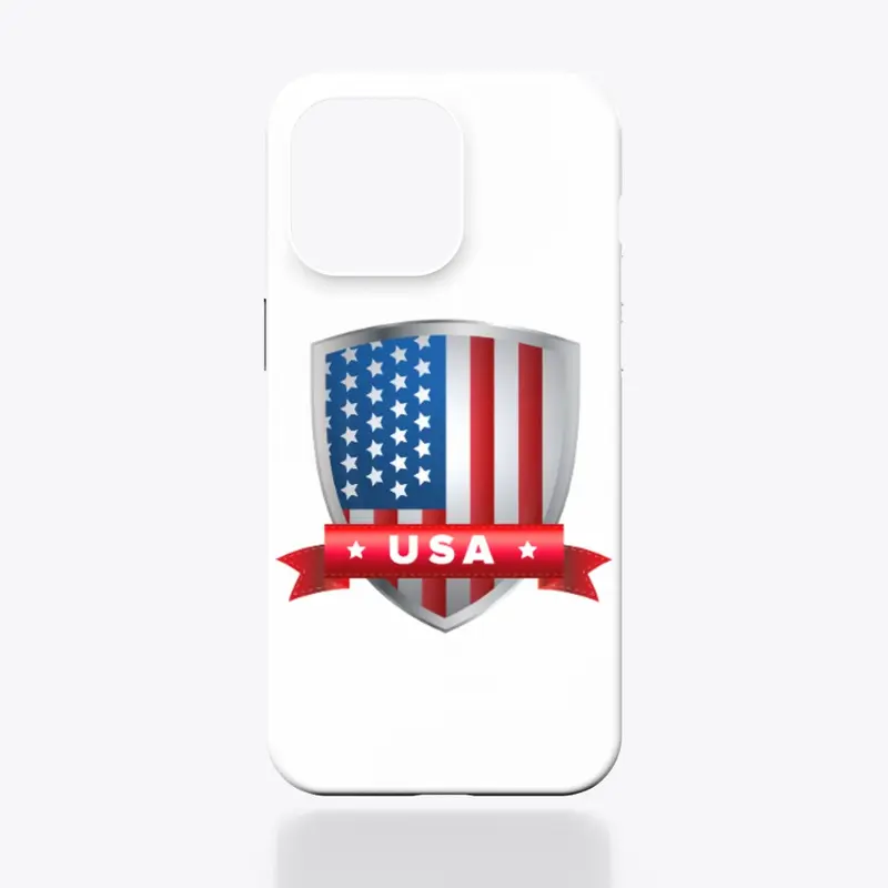 USA Flag With Embossed Logo