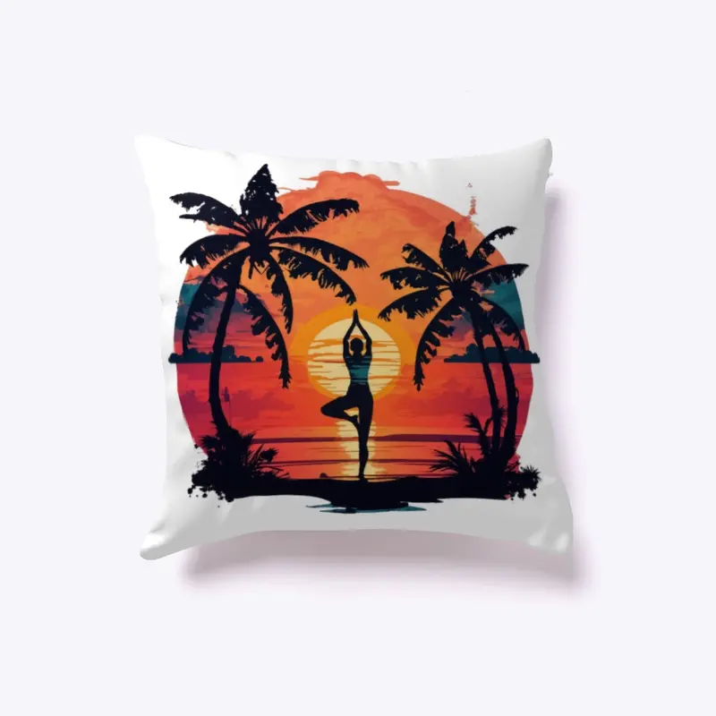 Sunset-Yoga-Standing Pause-Coconut Tree